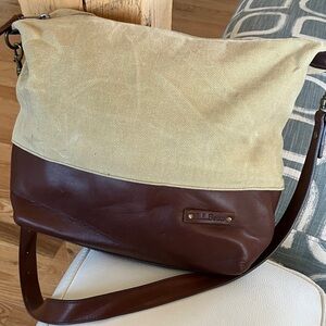 L.L. Bean Canvas Brown Leather Bag